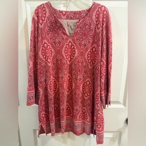 Coolibar Pink Paisley V-Neck Tunic